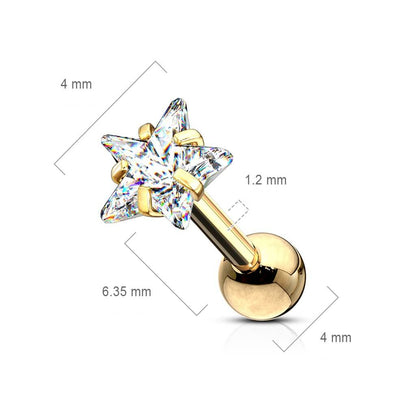 Barbell Zircone a Stella con incastonatura