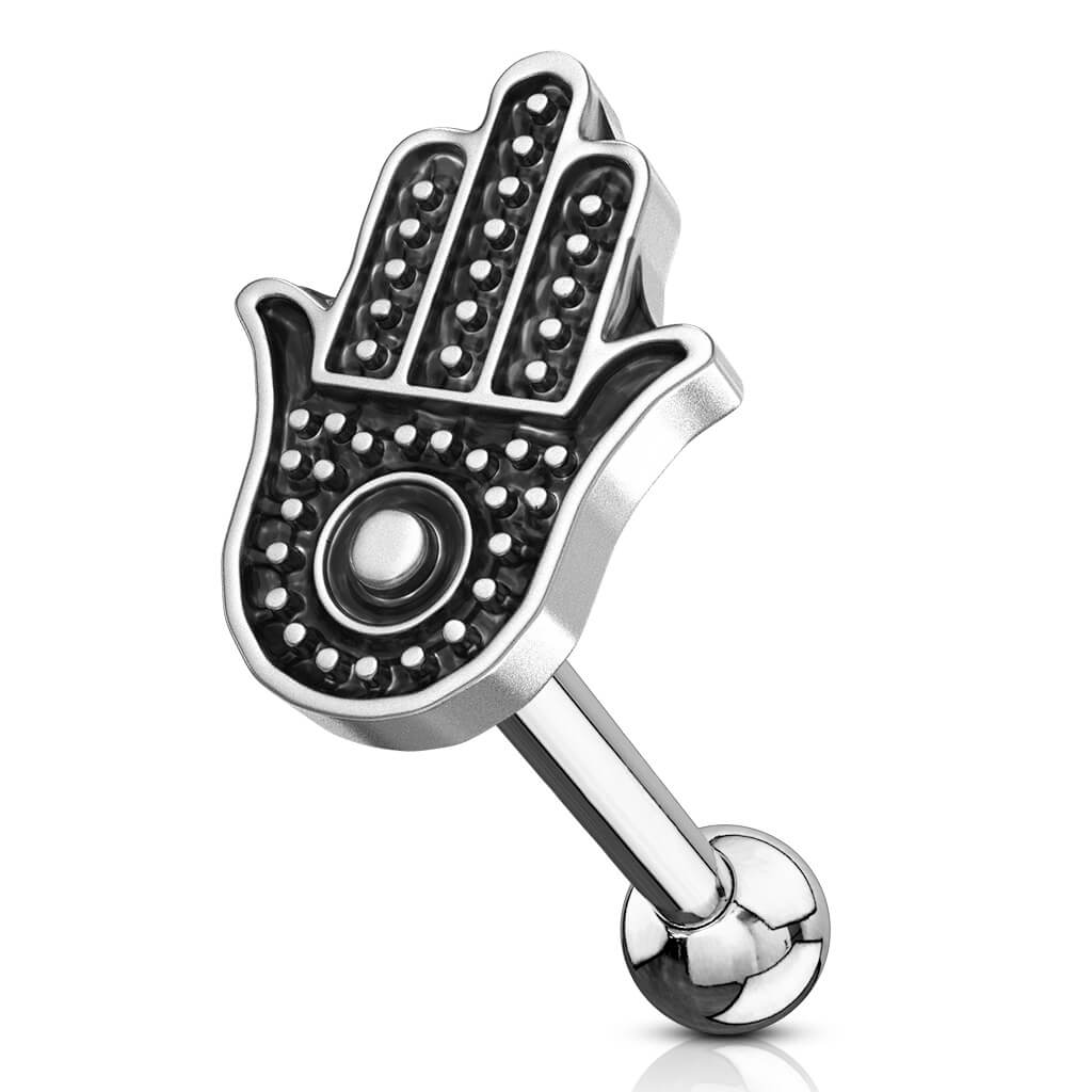 Barbell Hamsa Silver