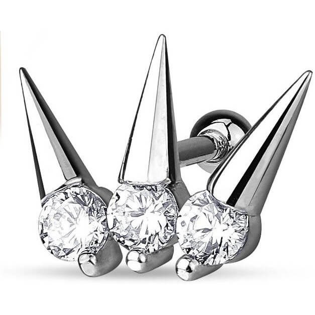 Barre Pointes Zircone Argent