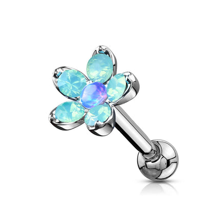 Barbell Flower Opal Silver