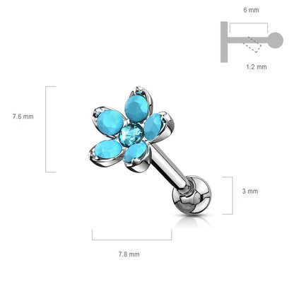 Barbell Blume Opal Silber