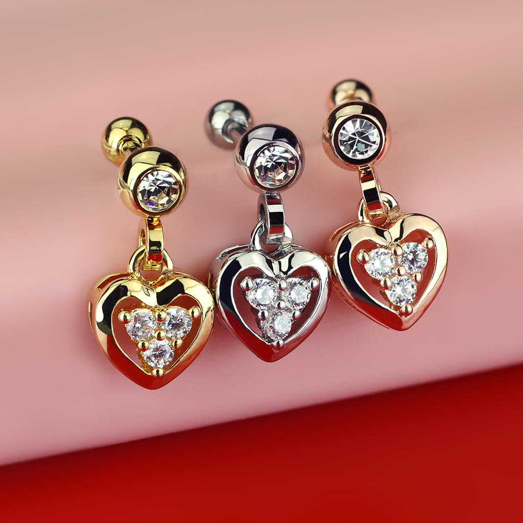 Barbell Heart dangle Zirconia