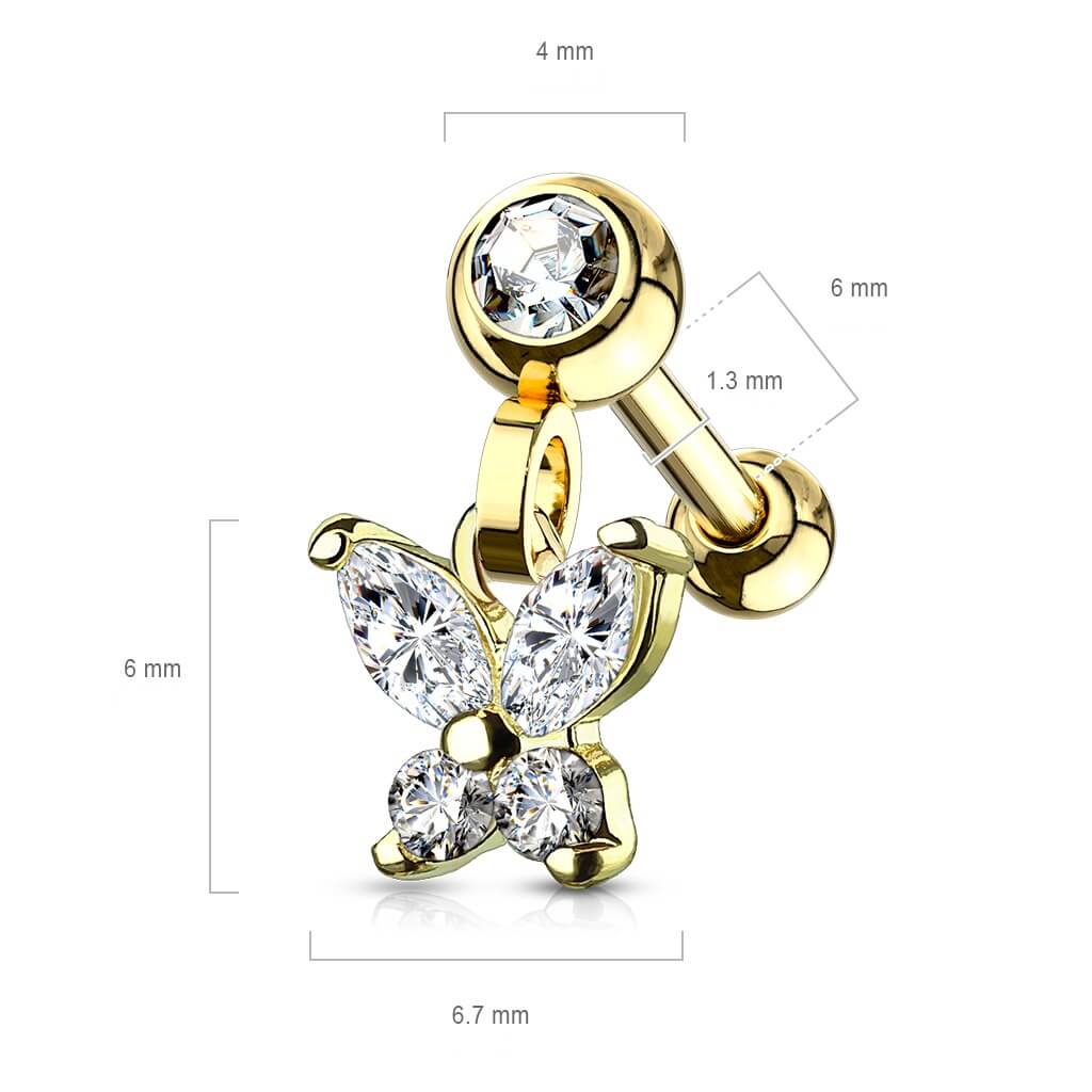 Barbell Butterfly dangle Zirconia