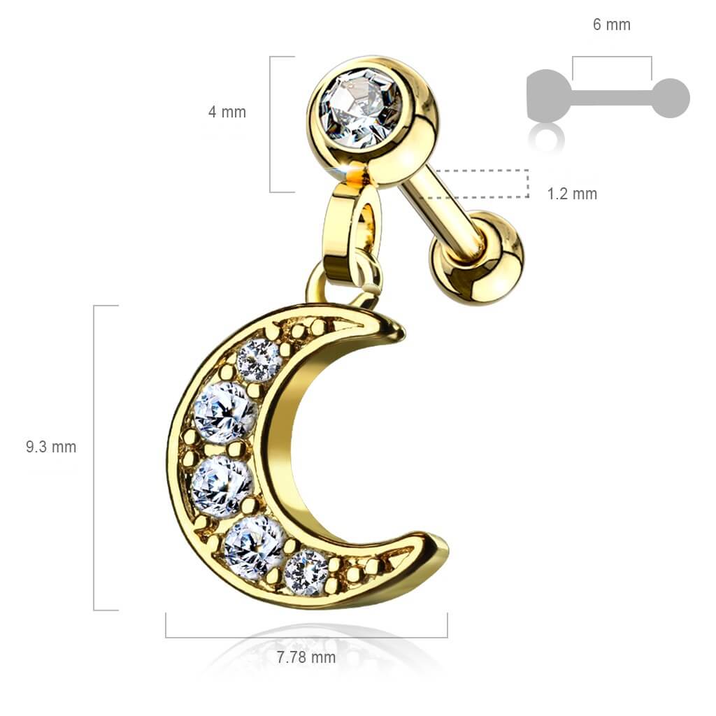 Barbell Moon dangle Zirconia