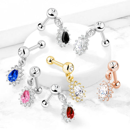 Barbell Pear dangle Zirconia