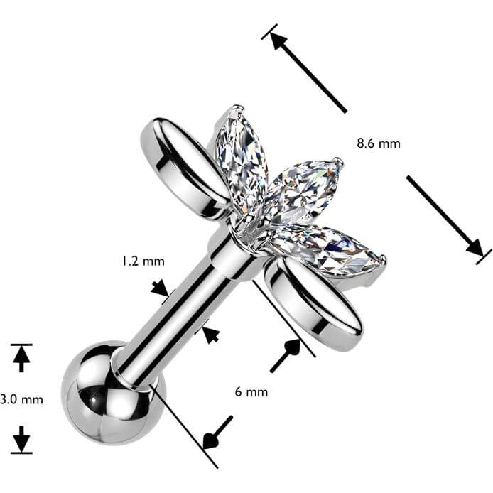 Barbell 5 zirconia marquise cut fan