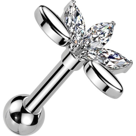 Barbell Fächer 5 Zirkonia Marquise Schliff