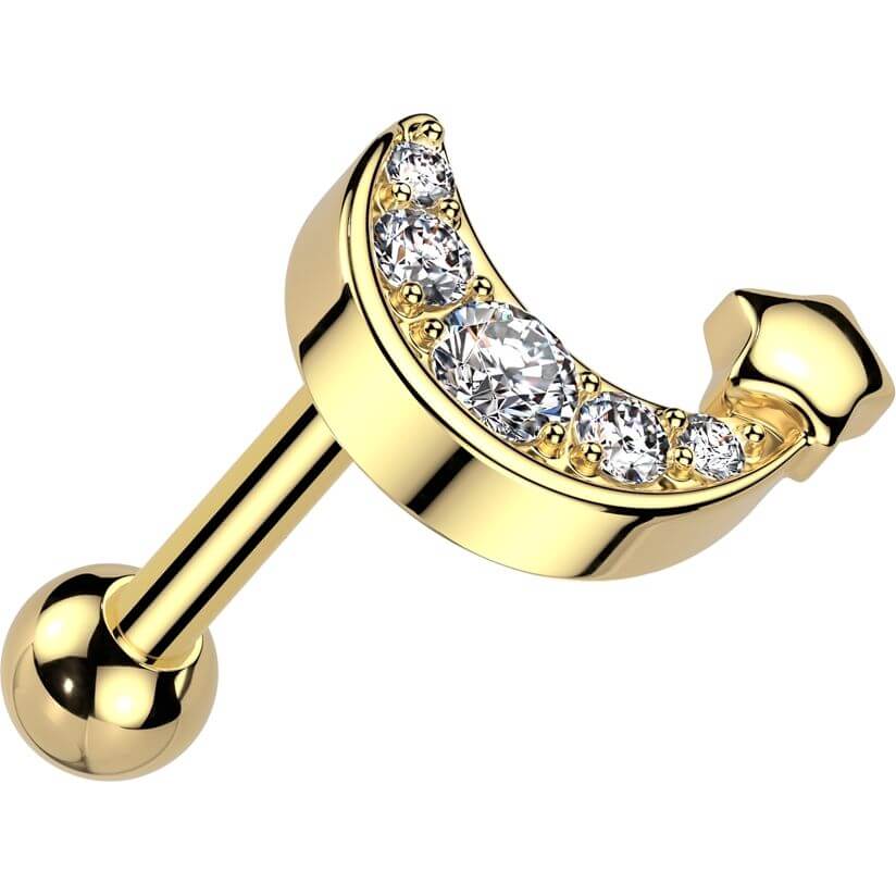 Barbell star crescent moon zirconia