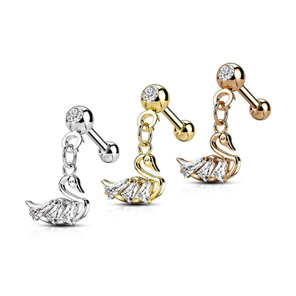 Barbell Swan dangle Zirconia