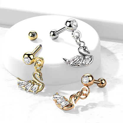 Barbell Swan dangle Zirconia