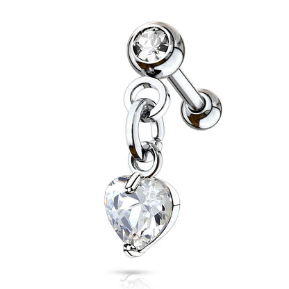 Barbell Heart dangle Zirconia