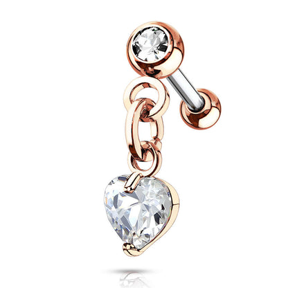 Barbell Heart dangle Zirconia