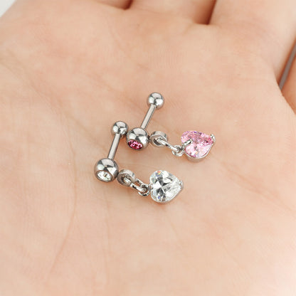 Barbell Heart dangle Zirconia