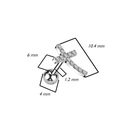 Barbell Kreuz Zirkonia Gold Silber