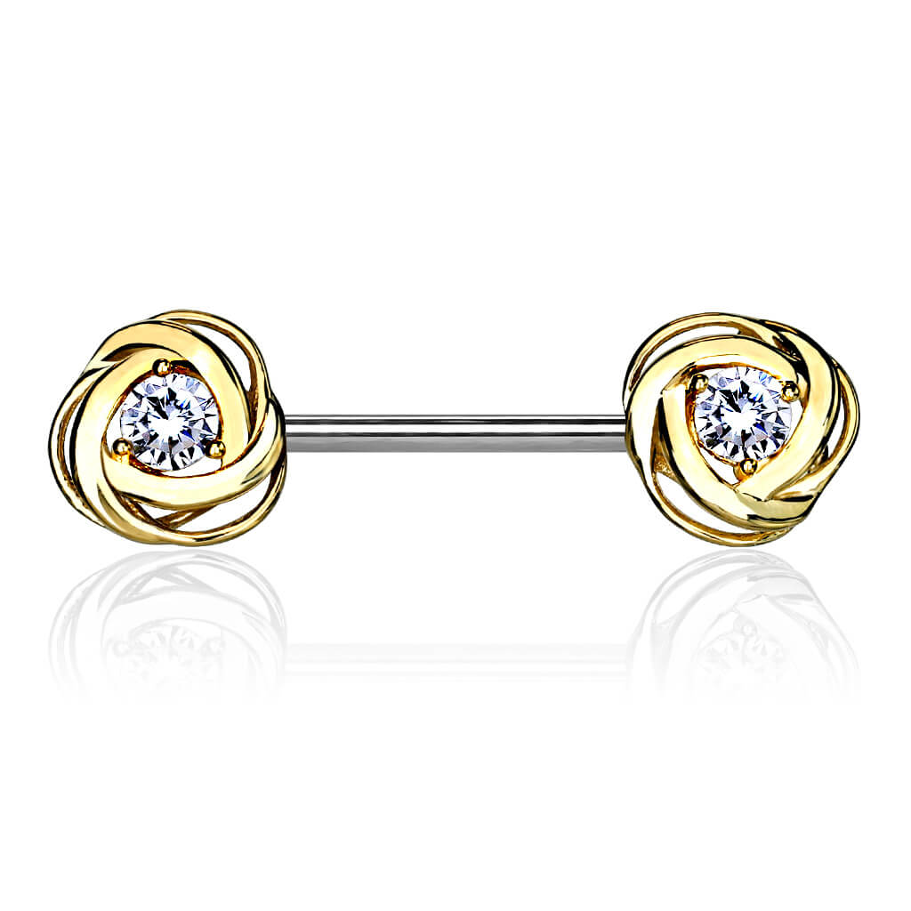 Nipple Piercing Rose Zirconia Gold Silver