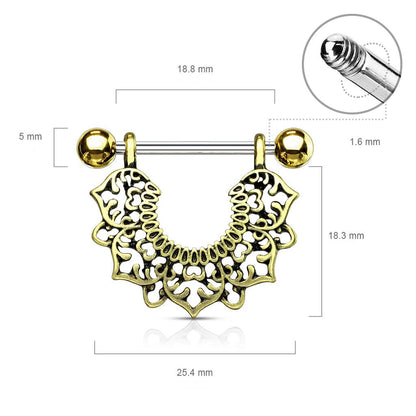 Téton Pendantif Couronne Fleur