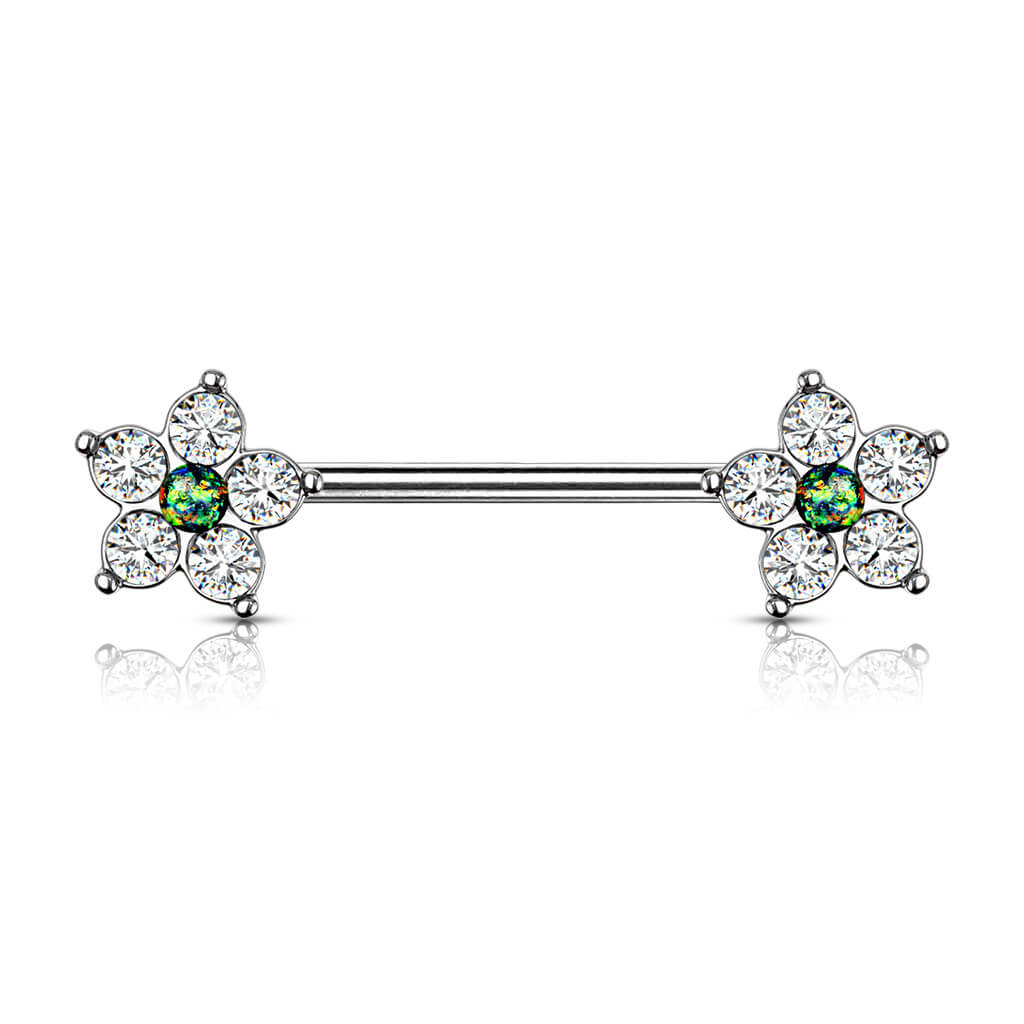 Piercing Capezzolo Fiori d´argento con zirconi