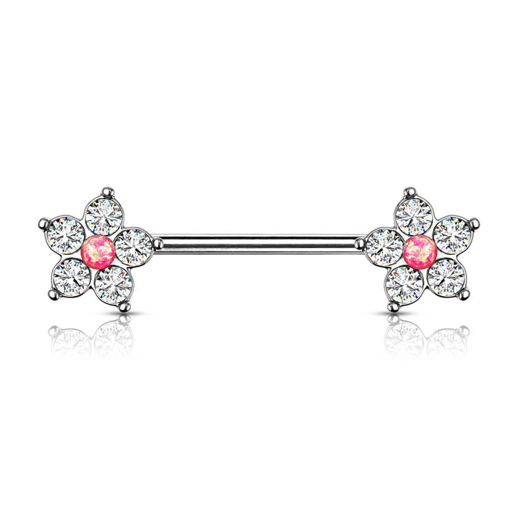 Nipple Piercing Flower Zirconia Silver