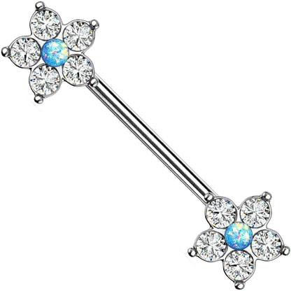 Nipple Piercing Flower Zirconia Silver