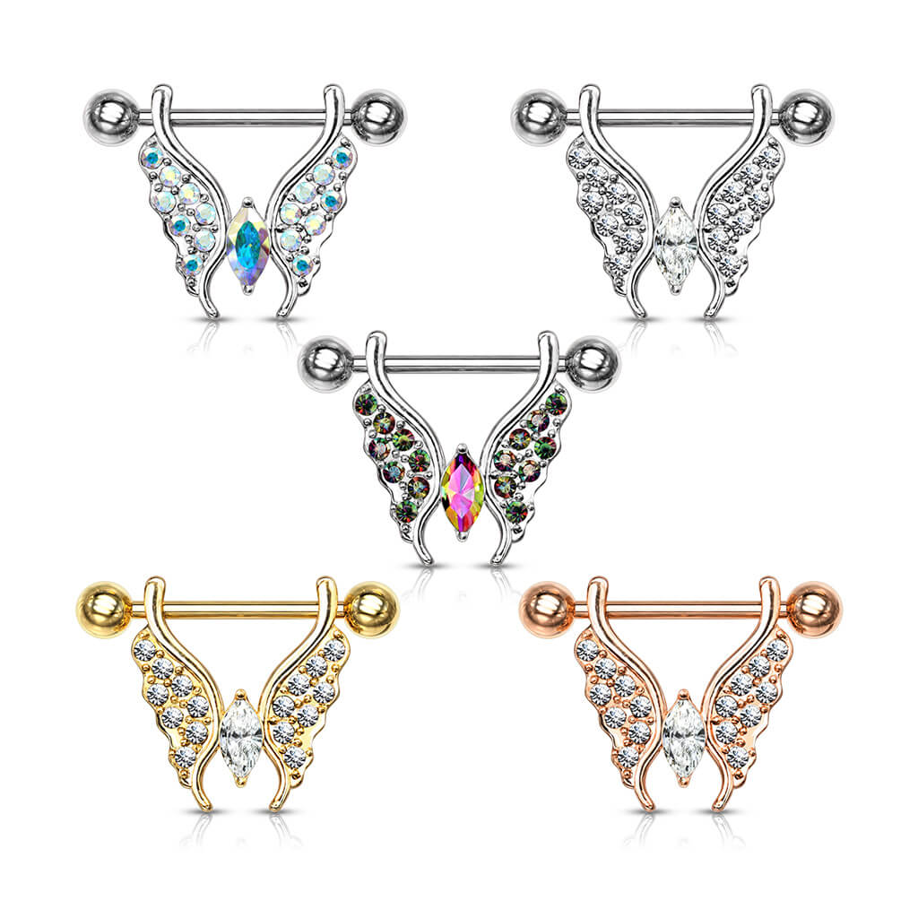 Nipple Piercing Butterfly Zirconia