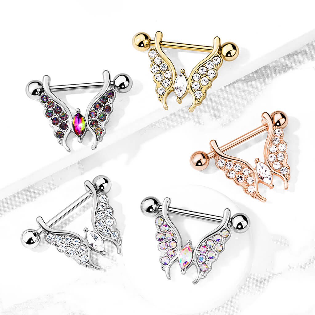 Nipple Piercing Butterfly Zirconia