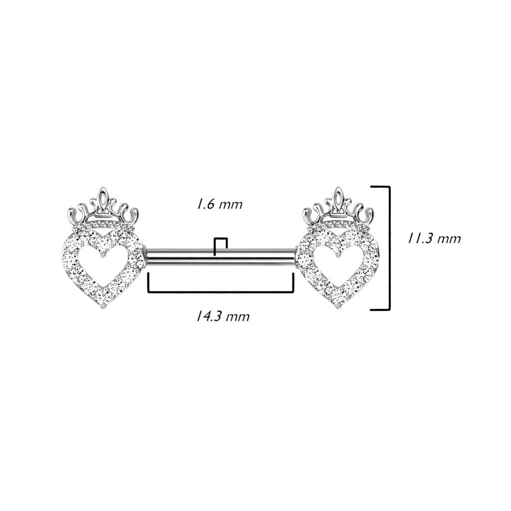 Nipple Piercing Heart Crown Zirconia