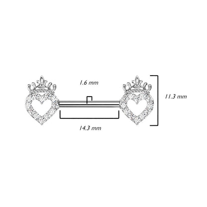 Nipple Piercing Heart Crown Zirconia