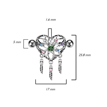 Nipple Piercing Dream Catcher Shield Zirconia Silver