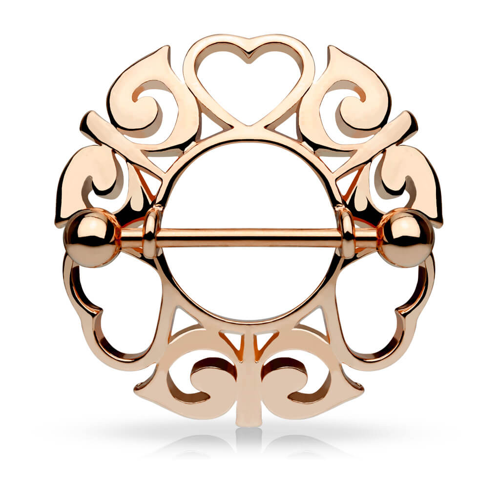 Nipple Piercing Heart Tribal Round