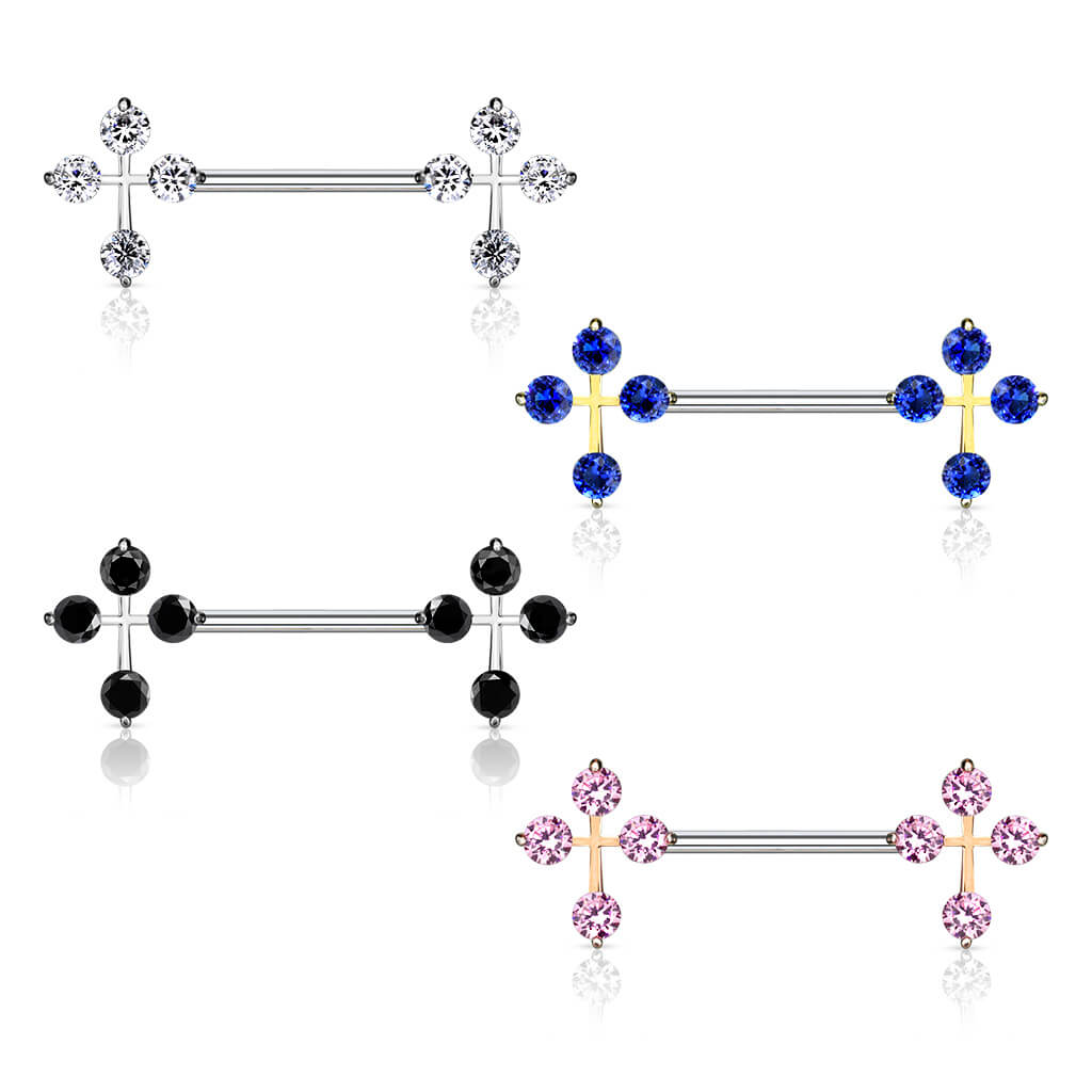 Nipple Piercing Cross Zirconia