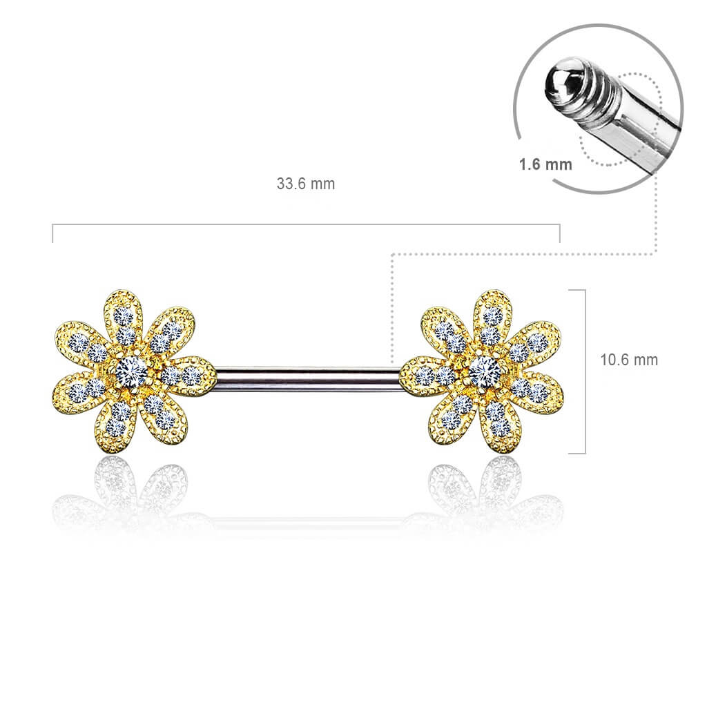 Nippelpiercing Blumen Zirkonia