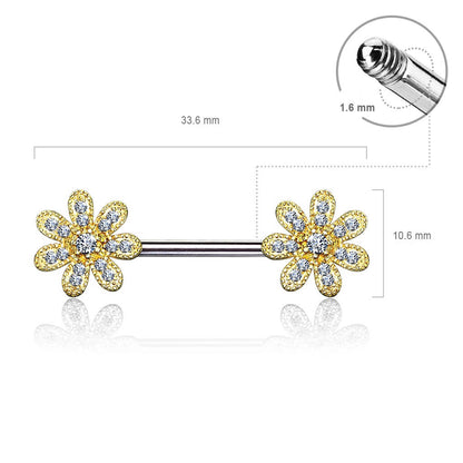 Nipple Piercing Flower Zirconia