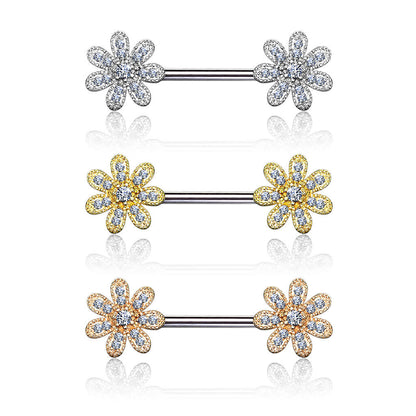 Nipple Piercing Flower Zirconia