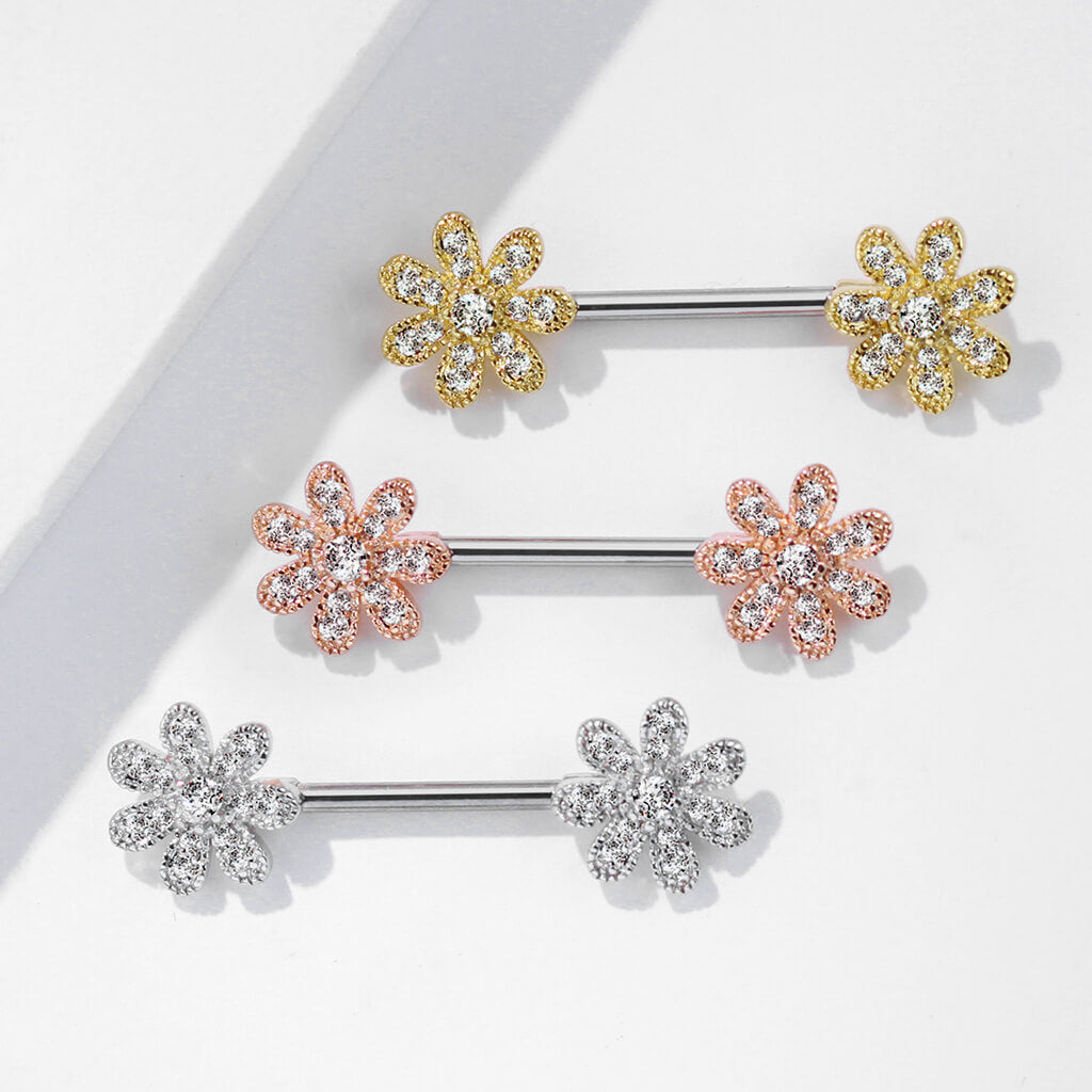 Nipple Piercing Flower Zirconia