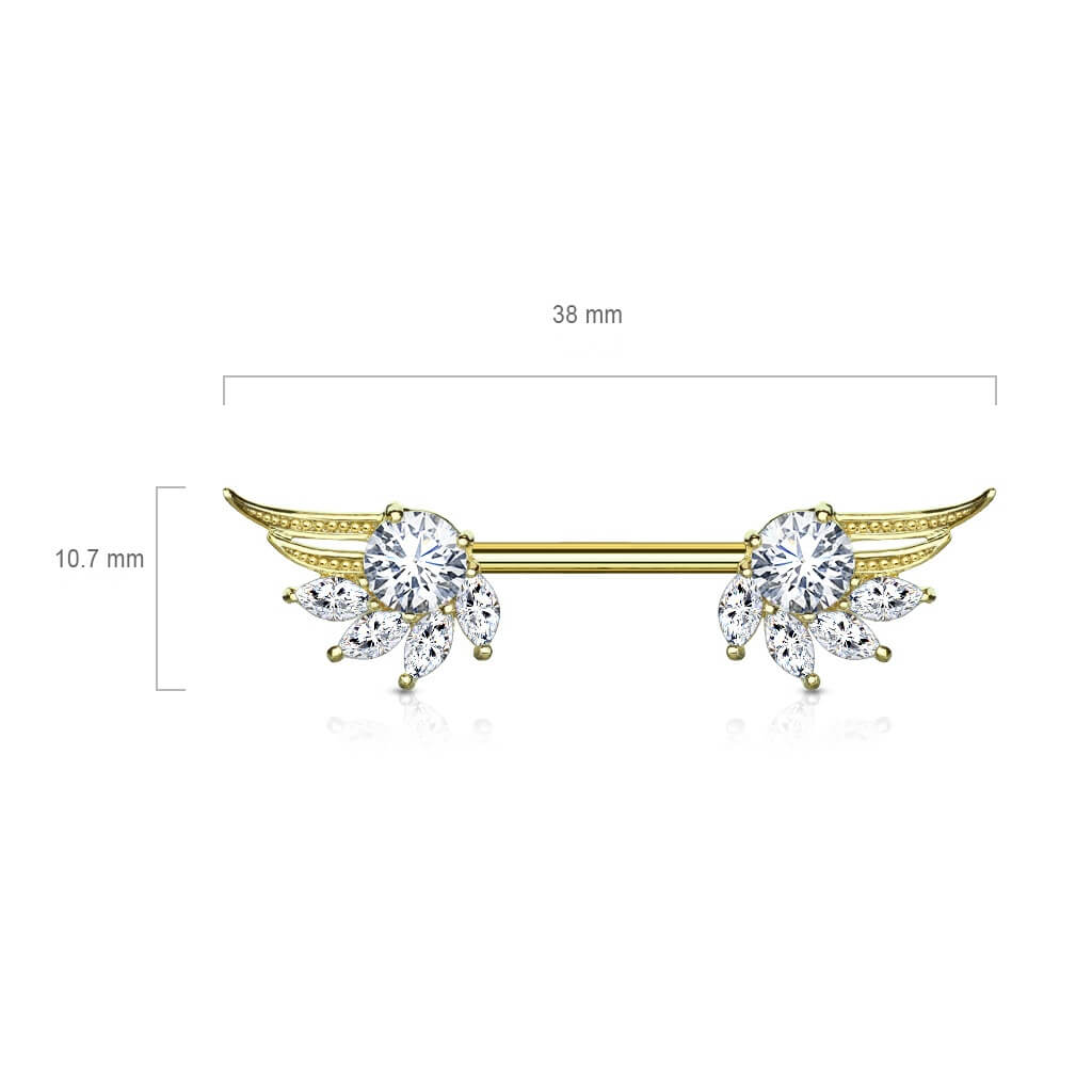 Nipple Piercing Angel Wings Zirconia