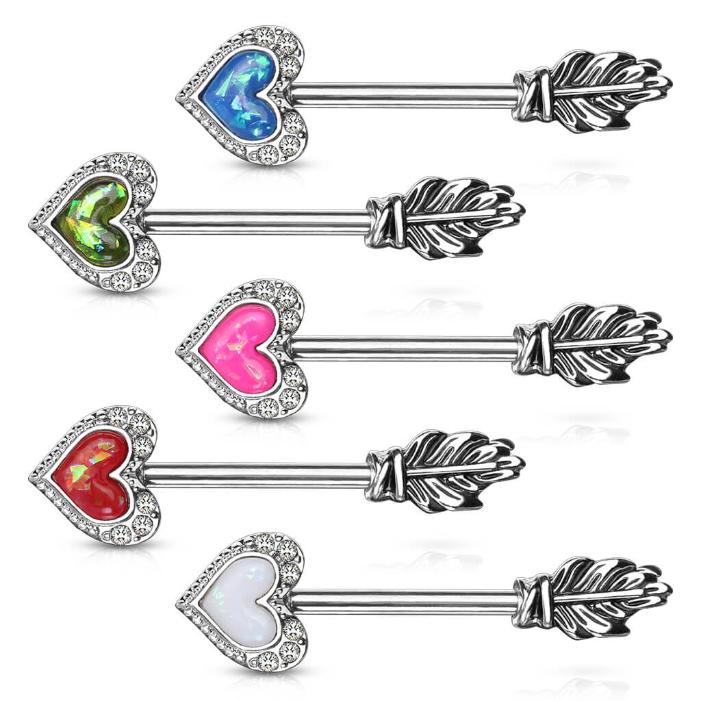 Nipple Piercing Heart Arrow Opal