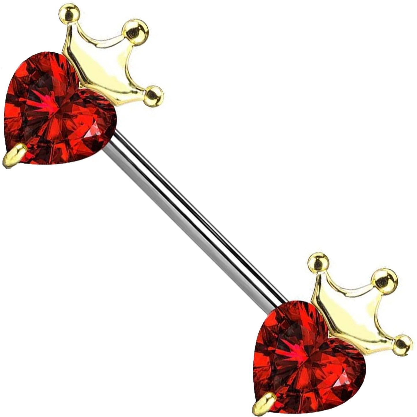 Piercing Capezzolo Cuore di zircone coronato