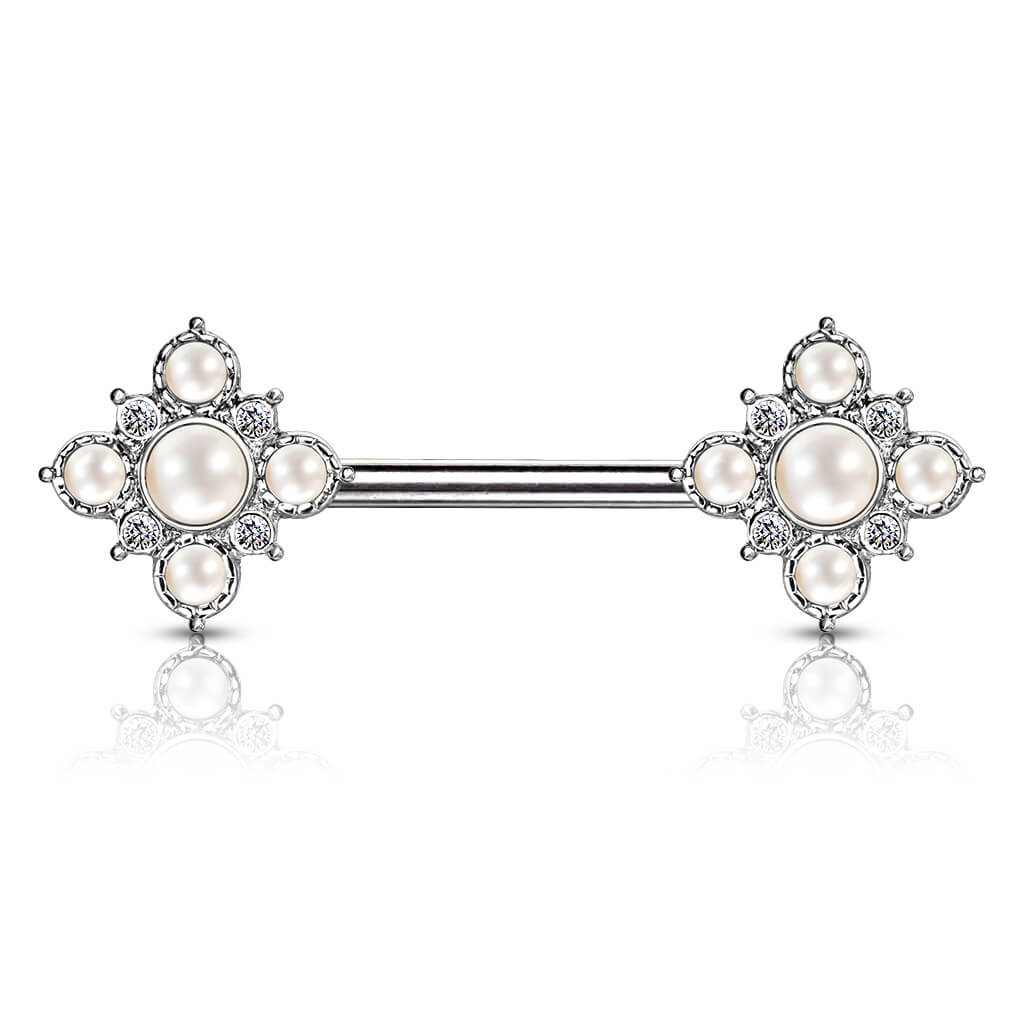 Nipple Piercing Flower Pearls Zirconia