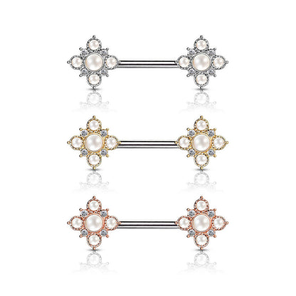 Nipple Piercing Flower Pearls Zirconia