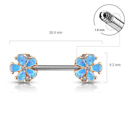 Nippelpiercing Blumen Opal Gold PVD