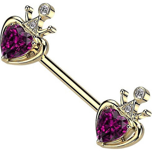 Nipple Piercing Heart Crown Zirconia