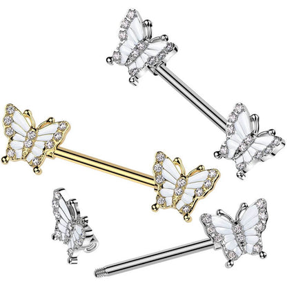 Barbell butterfly zirconia