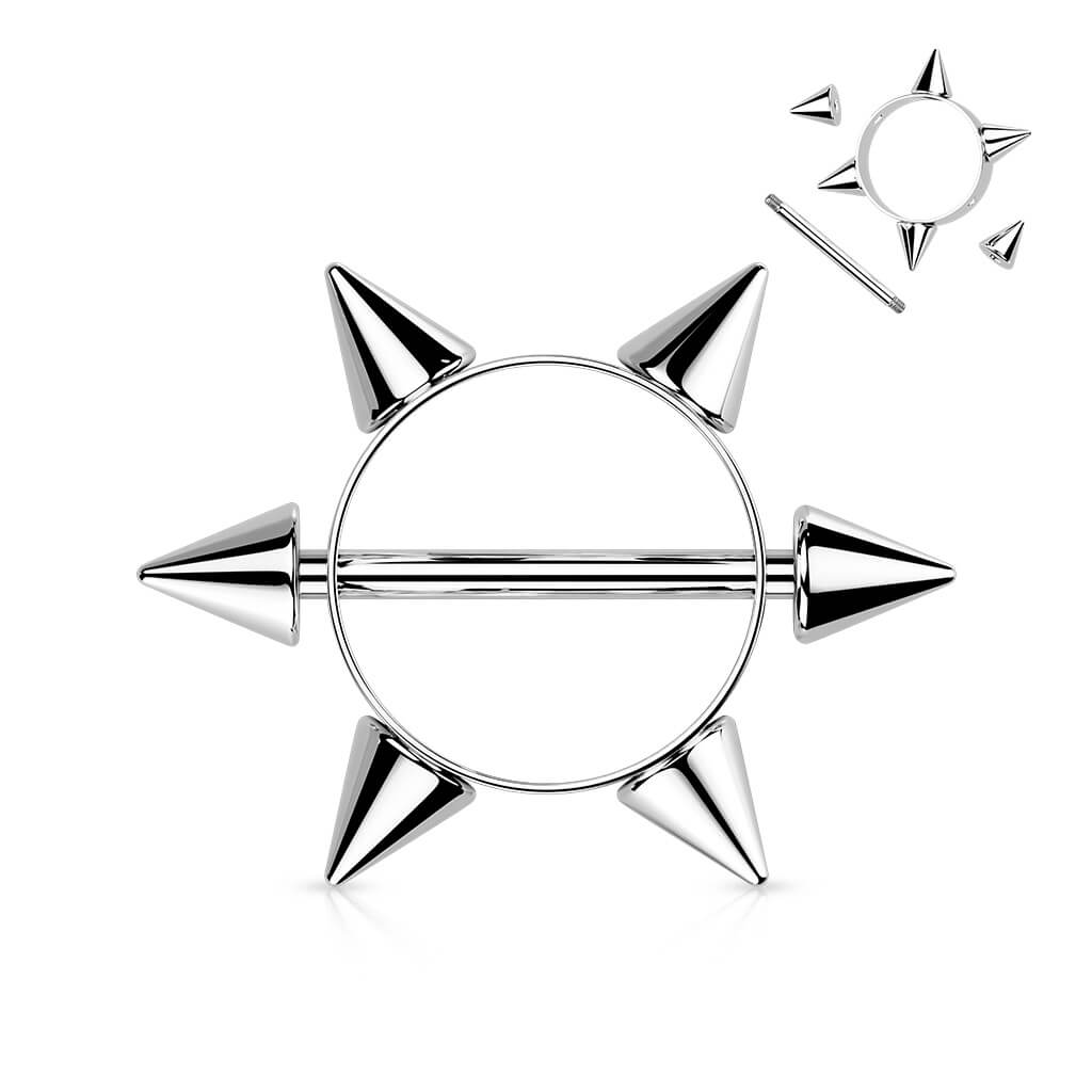 Nipple Piercing Spike Wreath Silver