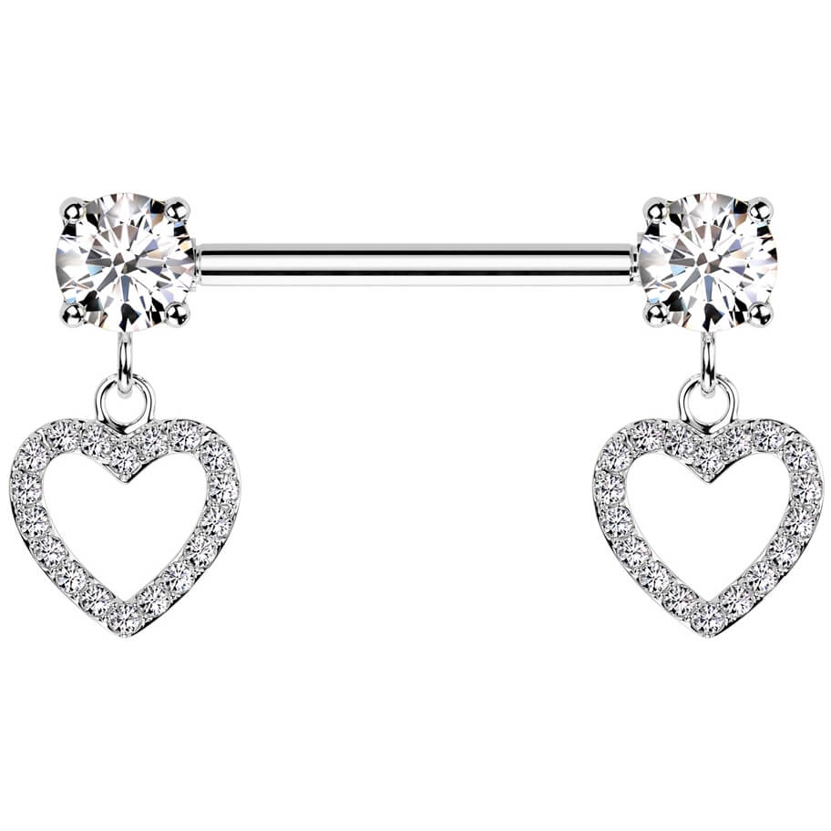 Barbell heart dangle zirconia