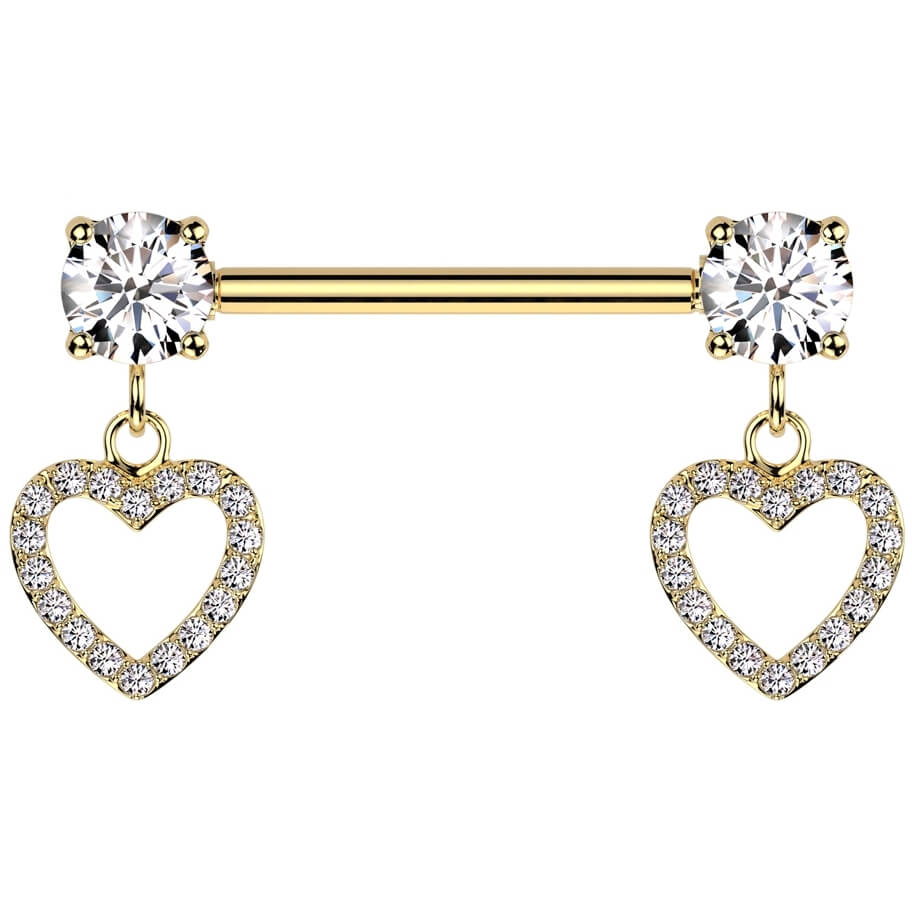 Barbell heart dangle zirconia