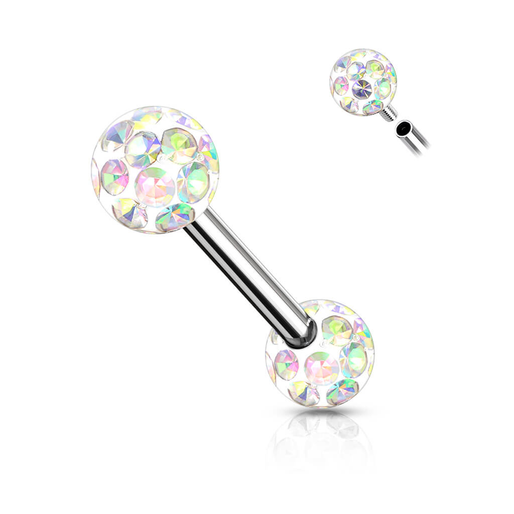 Nipple Piercing Ball Zirconia Internally Threaded