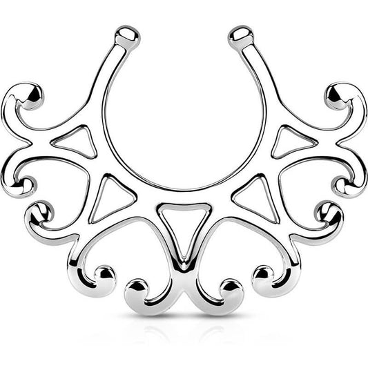 Fake Nippelpiercing Tribal Herzen Silber Biegbar