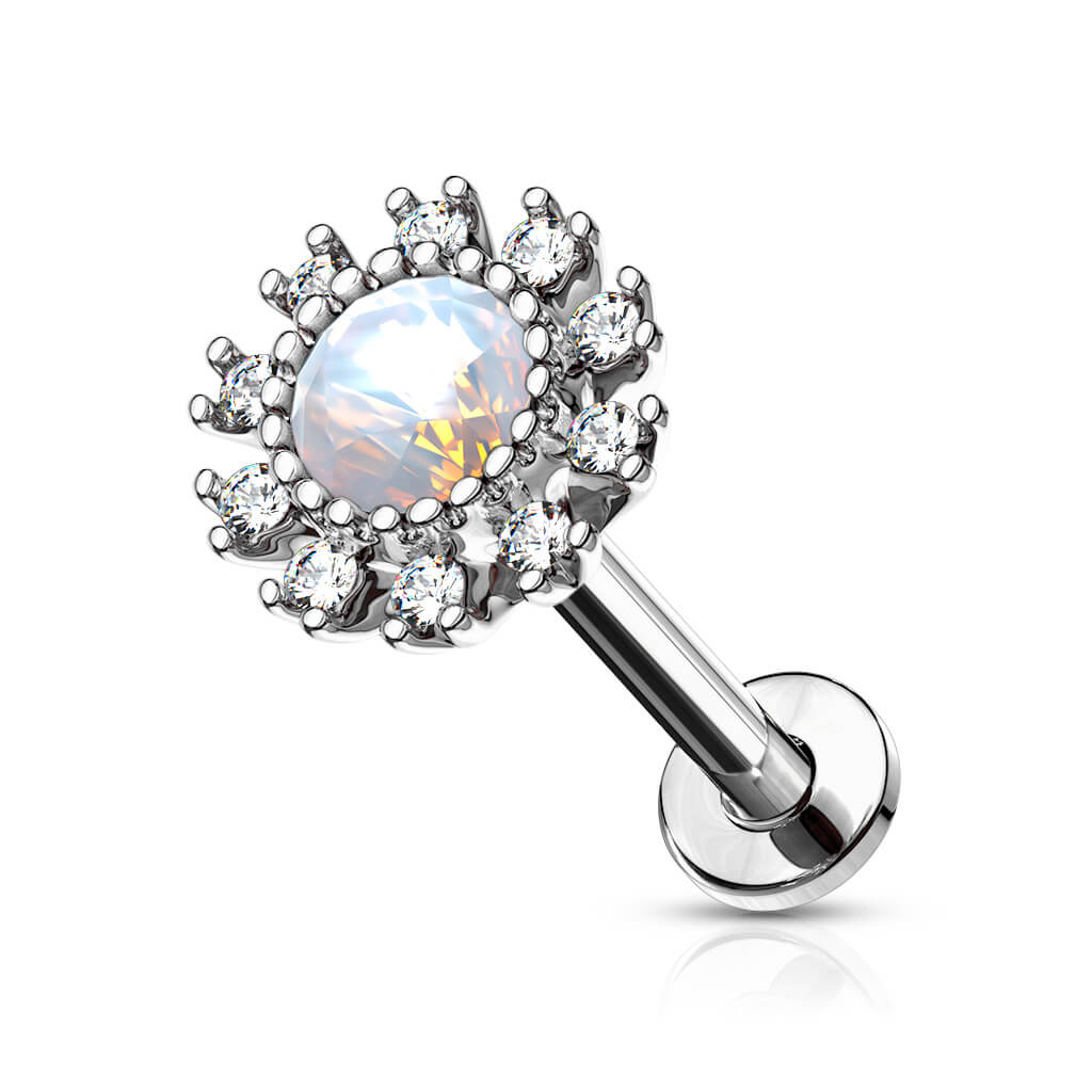 Labret Flower Zirconia Internally Threaded