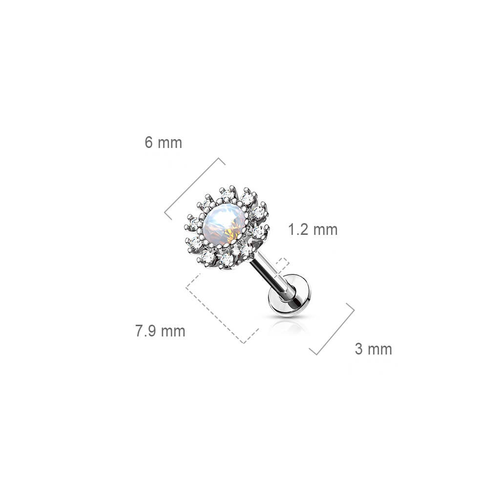 Labret Blume Zirkonia Innengewinde