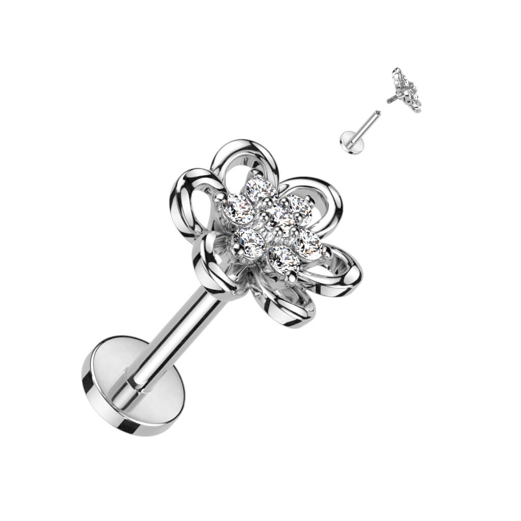 Labret Blume Zirkonia Innengewinde